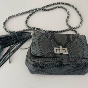 Real Python Snakeskin Crossbody Women Quilted Clutch Purse With Chain Strap